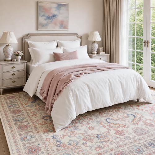 9x12 Area Rugs for Living Room, Washable Area Rug, Pink - Image 3
