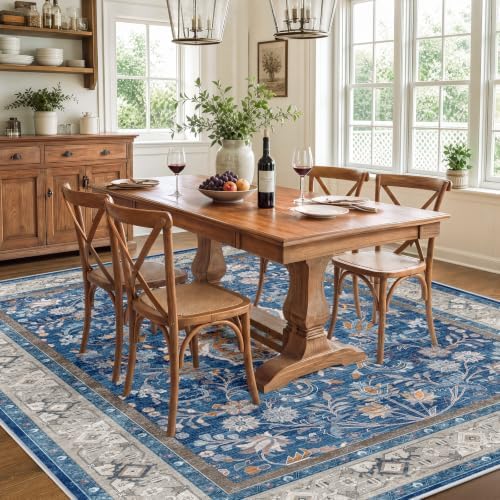 SameBed 6x9 Area Rug Living Room, Vintage Washable Carpet Blue - Image 2