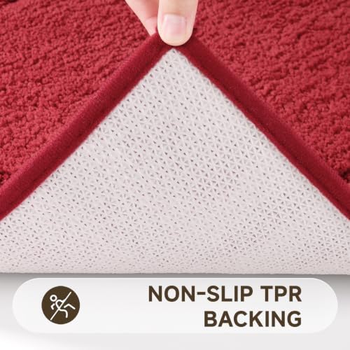 Pauwer Bathroom Rugs Set 5 Piece, Microfiber Bath Mat Set, Red - Image 5