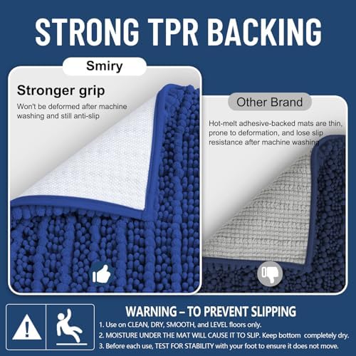 Smiry Bathroom Rugs 48X32, Extra Soft Rubber Backing Chenille Bath Mats - Image 3