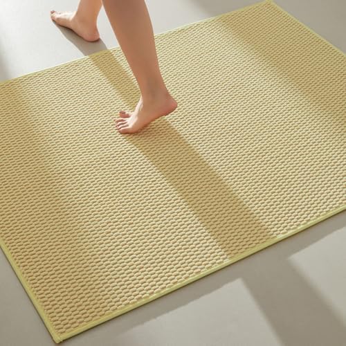 TYUU Large Bathroom Rugs Non Slip Washable Bath Rugs Super Absorbent Bathroom Rug Thin Quick Dry Low Pile Bath Mats, Yellow 36"x60" by TYUU