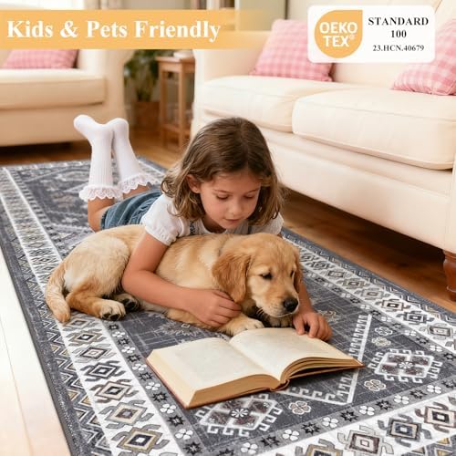 HEBE Boho Kitchen Rugs Set of 2, Non Slip Washable Kitchen Mats for Floor - Image 7