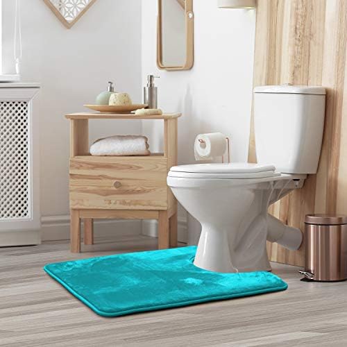 Clara Clark Bathroom Rugs, Velvet Memory Foam Bath Mat, Non-Slip, Machine Washable Bath Rugs - Dries Quickly, Ultra Soft Plush Bath Mats for Bathroom, 20 x 24, Teal Blue - Image 2