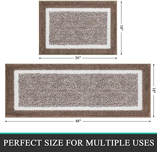 Pauwer Bathroom Rugs Sets 2 Piece, Non Slip Washable Bath Mat, Coffee - Image 2