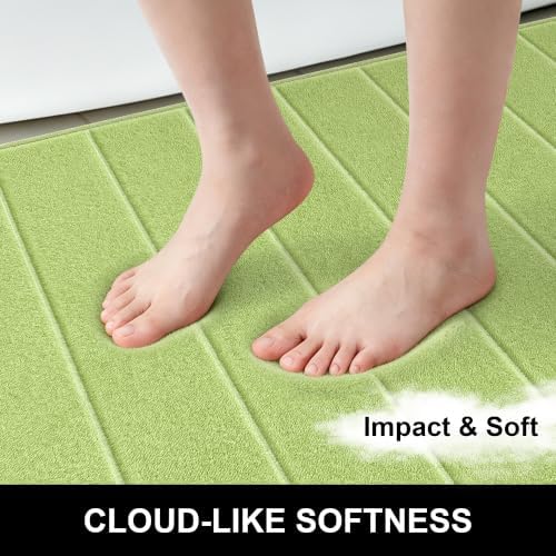 Memory Foam Bath Mat 24" x 16", Ultra Soft Absorbent Bathroom Rug Non Slip, Machine Washable Bath Rug for Bathroom, Shower and Tub,Green - Image 5