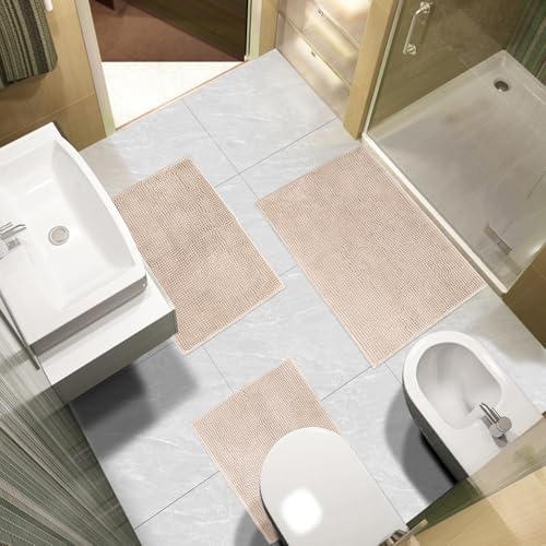 Urvoix Bathroom Rugs Sets 3 Piece, Non-Slip Chenille Bath Rug Set - Image 2