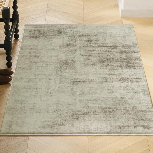 2'x3' Vintage Beige Low Pile Rug, Washable Non-Slip Non-Shed Decor Carpet - Image 6