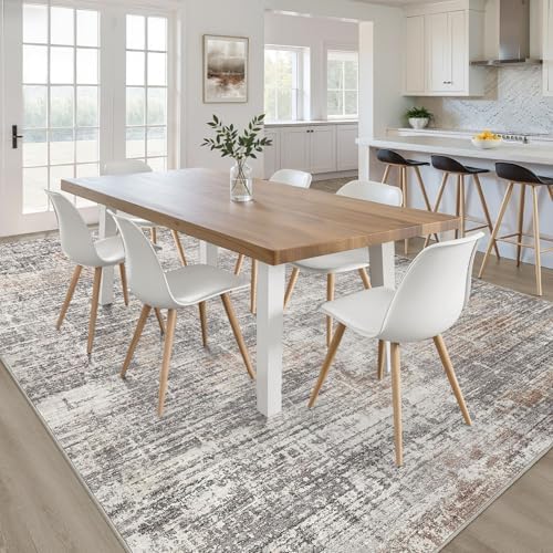 LOONGRUG 7x10 Area Rug Washable Neutral Modern Living Room Rug Gray Rust - Image 5