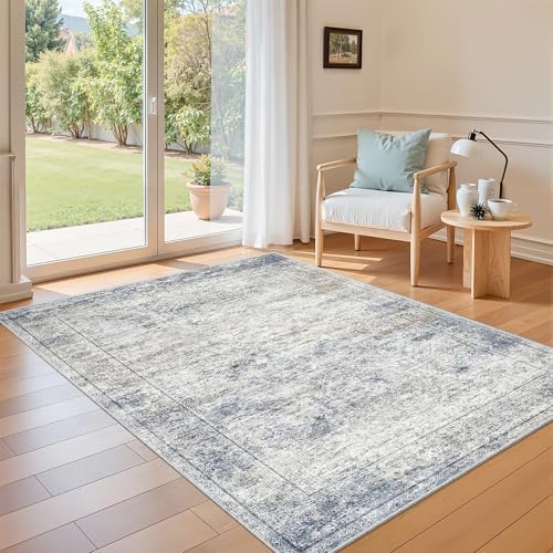 4x6 Area Rug for Entryway,Washable Kitchen Rug,Blue by Restydon