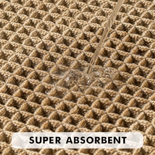 MIULEE Set of 2 Waffle Bathroom Runner Rugs Brown 2'x5'(24"x60") - Image 3