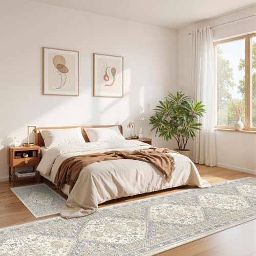 zesthome 2x12 Runner Rug Non Slip,Washable Hallway Runner Rug,Beige - Image 4