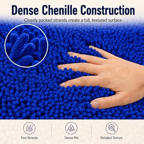 RUN HELIX Bath Rugs Non Slip Washable 2 Piece Non Slip Extra Absorbent Shaggy Chenille Bathroom Rugs and Mats Sets - Image 6