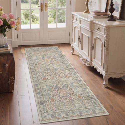 Bavni 2x10 Kitchen Runner Rug, Washable Non Slip, Ivory Multicolor - Image 3
