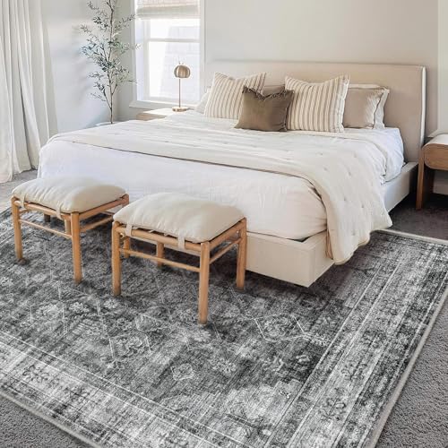CHAMPLANT Area Rug 6'x9' Washable Vintage Traditional Floor Cover Thin Retro Kitchen Indoor Distressed Non Slip Carpet for Living Room Bedroom Dining Room - Image 2