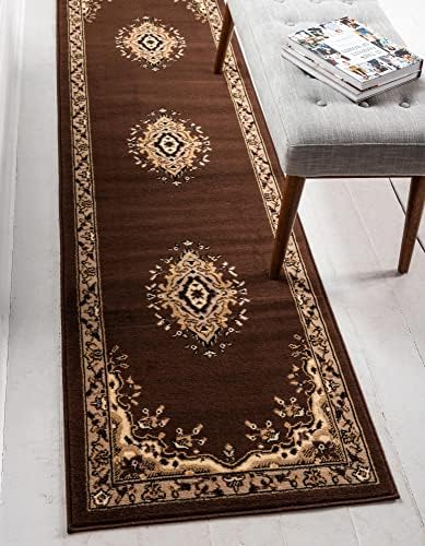 Unique Loom Reza Collection Area Rug - Washington (2' x 5' 3" Runner Brown/Black) by UniqueLoom