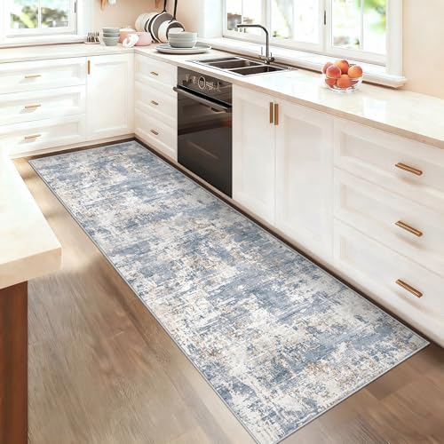 XLUEZ 2x7 Runner Rug for Hallway, Washable Modern Abstract Runner Rugs Neutral Soft Non Slip Kids Rug Stain Resistant Indoor Runners for Hallways Entryway Bedroom Kitchen Laundry Room(Blue, 2'x7') - Image 4