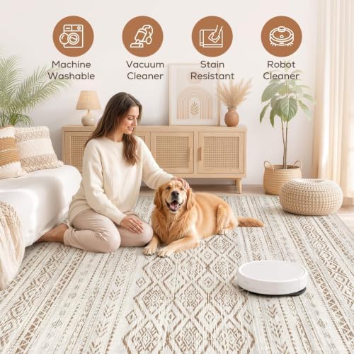 Nakagishi Boho 10x12 Area Rug Living Room Rugs Machine Washable Brown - Image 3