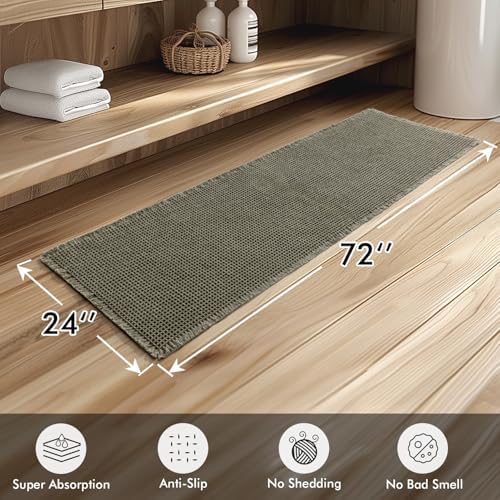 MIULEE Set of 2 Waffle Bathroom Runner Rugs Green 2'x6'(24"x72") - Image 2