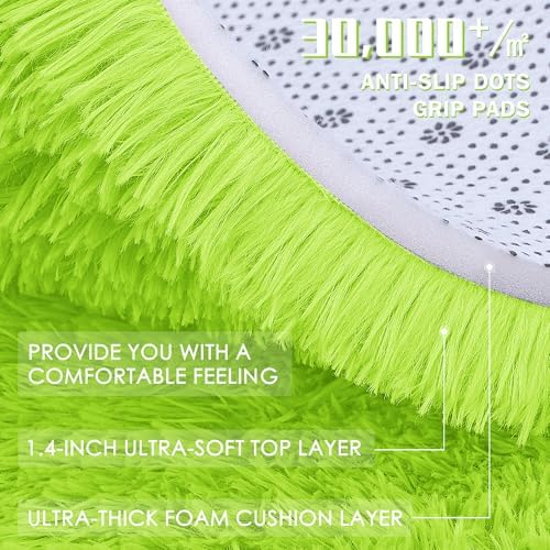 OLANLY Lime Green Round Rugs for Bedroom - Machine Washable, 4 ft Circle Area Rugs for Living Room, Soft and Fluffy Shaggy Carpet for Teen Girl and Boys, Nursery Rooms, Dorms, Home Decor Aesthetic - Image 5