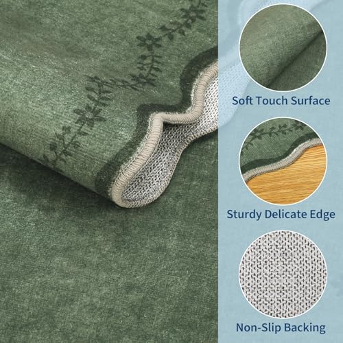 GarveeHome Round Rugs 4ft Scalloped Washable Small Circle Rug for Kids Room - Image 5