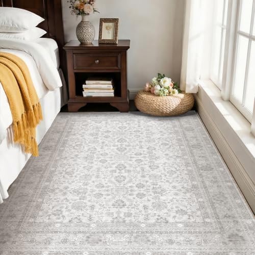 OPPODREAM Vintage Light Grey Area Rugs 4x6, Washable Rug for Living Room by OPPODREAM