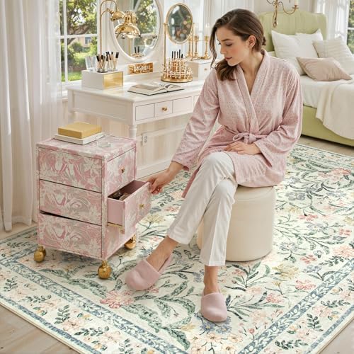 Lahome Boho Beige Rugs for Living Room 6x9, Washable Kids Rugs for Bedroom Girls, Farmhouse Soft Baby Carpet for Nursery, Non-Slip Carpet for Dining Room Playroom, Beige - Image 3