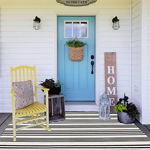 Black and White Outdoor Rug 3'x 5' Fall Area Rug Farmhouse Front Porch Rug - Image 6