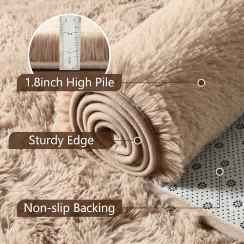 8x10 Extra Large Beige Fluffy Area Rug Non-Slip for Living Room Bedroom - Image 6