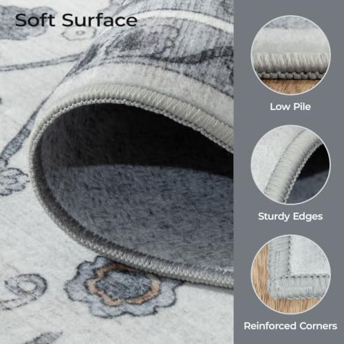 8x10 Grey Area Rugs for Living Room, Washable Non-Slip Soft Rug - Image 2