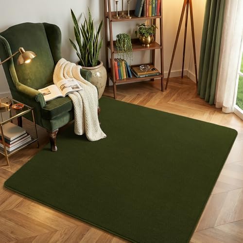 Amearea 4x4 Square Area Rug for Bedroom Living Room, Olive Green Fluffy Rug by AmeareaDirect