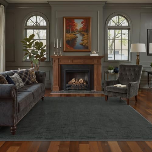 Valenrug Washable Rugs 5x7, High-Low Pile Area Rugs for Living Room, Black by Valenrug