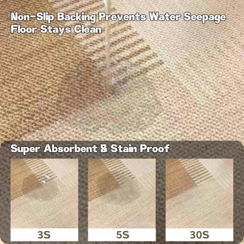 Faux Linen Washable Runner Rug Water Absorbent Surface 2x6 Beige - Image 3