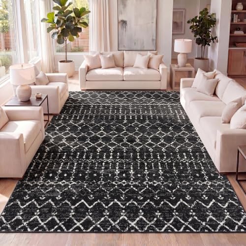 JONATHAN Y Boho Vintage Diamond Black/Ivory Indoor Area Rug 3X5 ft, Moroccan Hype for Living Room, Bedroom, Kitchen, Office, Easy-Cleaning, High Traffic, Pet-Friendly, Non-Shedding (MOH101D-3) by JONATHANY