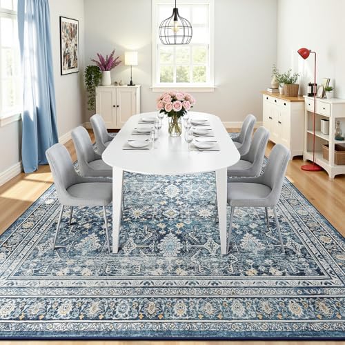 10x14 Area Rugs for Living Room, Washable Non-Slip Blue Large Carpet - Image 6