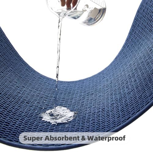 TYUU Bathroom Rugs Non Slip Washable, Super Absorbent Thin Bath Mat Quick Dry Low Pile Bathroom Rug, Navy Blue 20"x48" - Image 6