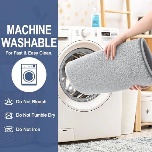 OLANLY Memory Foam Bathroom Runner Rugs 47x20, Long Bath Mats, Light Grey - Image 6