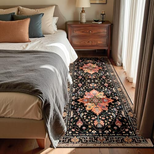 RELEANY Washable Area Rug, Runner 3'x6', Black/Colorful - Image 2
