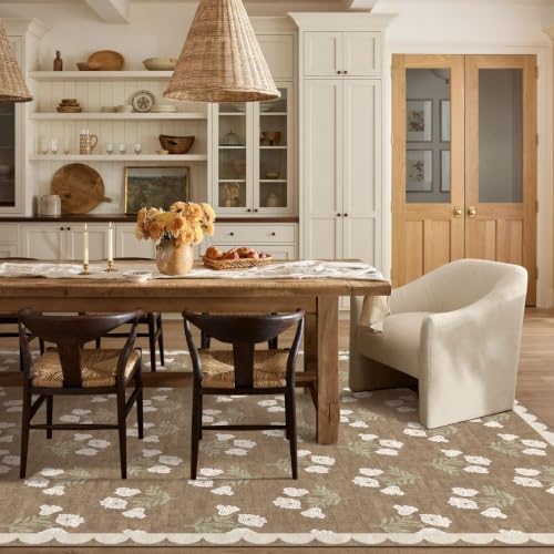Tan 10x14 Area Rug for Living Room - Soft Washable Boho Bedroom Rug - Image 5