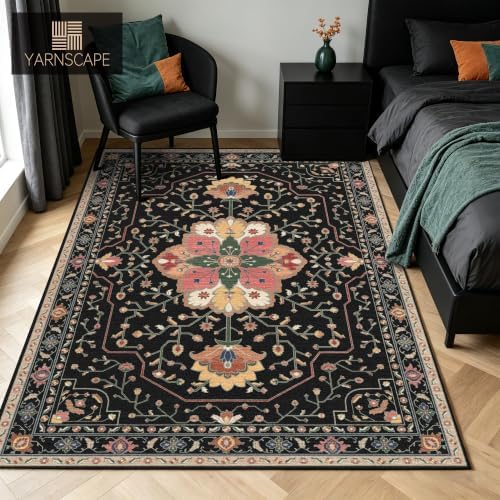 YARNSCAPE 5' x 7' Machine Washable Area Rug, Non-Slip Low-Pile Carpet - Image 5