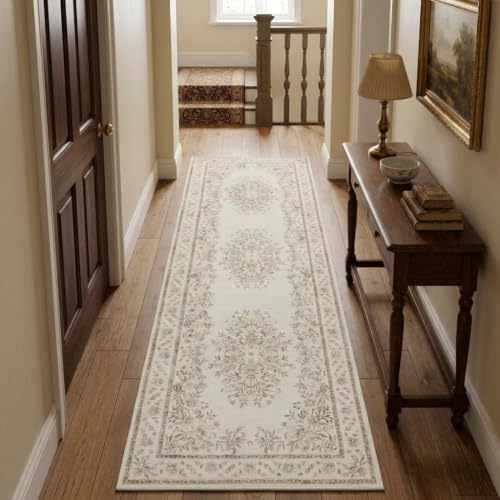 GarveeHome Runner Rug 2x10 for Bathroom Vintage Distressed Botanical Rug by GarveeHome