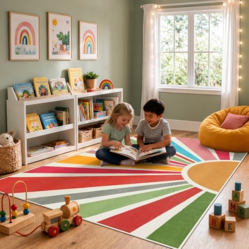 STARUIA Boho 5'x7' Area Rug, Washable Kids Rug for Playroom Classroom Dorm - Image 4