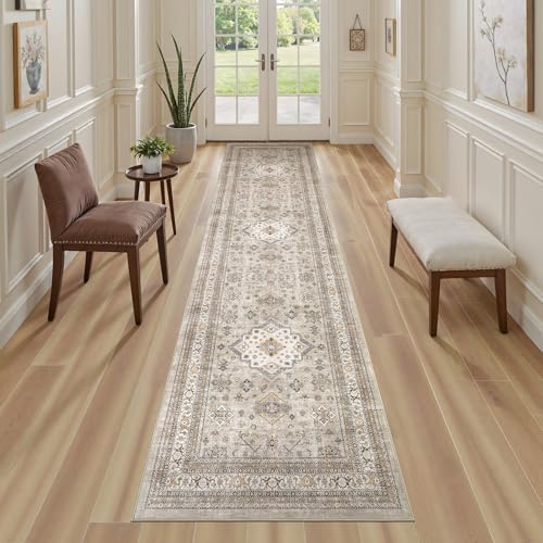 cotiled 2x8 Hallway Runner Rug for Entryway, Non-Slip Vintage, Beige - Image 4