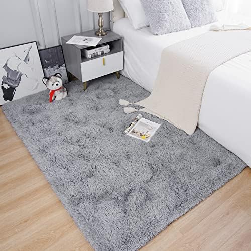 Chicrug Soft Area Rugs for Bedroom Living Room Plush Fluffy Rug 7x10 Feet, Shag Furry Area Rug Carpet Non Shedding for Nursery Children Kids Girls Room Home Decorative, Grey - Image 2
