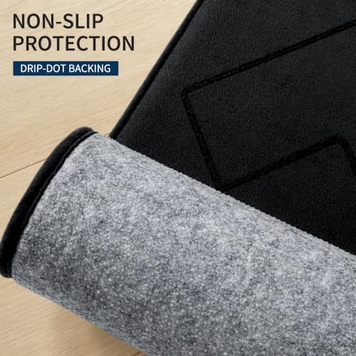 YIHOUSE 2 Piece Memory Foam Bathroom Rug Set, Black, 17"x24"+20"x46" - Image 5