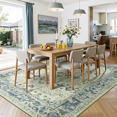 Lessymo Area Rugs 9 x 12 for Living Room,Large Washable Carpet Light Blue - Image 3