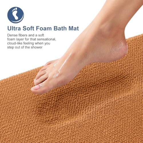 OLANLY Thick Memory Foam Bathroom Rugs 30x20, Soft Absorbent Bath Mat, Clay - Image 2