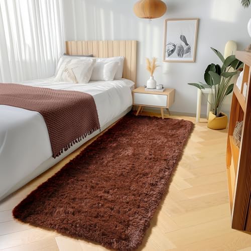 Brown Runner Rugs for Bedroom Living Room, Fluffy 2x6 Hallway Soft Area Rug - Image 5
