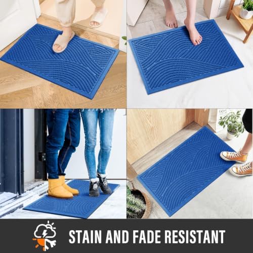 HIYARD Sturdy Front Door Mat, Absorbent Muddy Dirt Resist Welcome Door Mats Outdoor Indoor, Stain and Fade Resistant, Non-Slip Backing Entry Mat Low Profile Doormat for Entryway, 36×24, Royal Blue - Image 4
