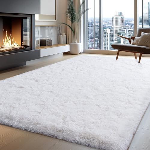 4x6 White Fluffy Rug for Bedroom Living Room Washable Non-Slip - Image 2