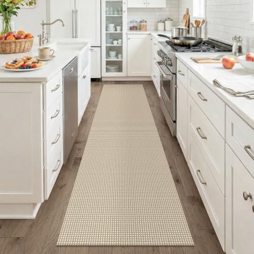 KOZYFLY Runners for Hallways 2x8 ft Washable Kitchen Runner Non Slip Rubber Backed Hall Runners Cotton Entryway Runner Rugs for Indoor Backdoor Bedroom Kitchen, Oatmeal Beige - Image 2